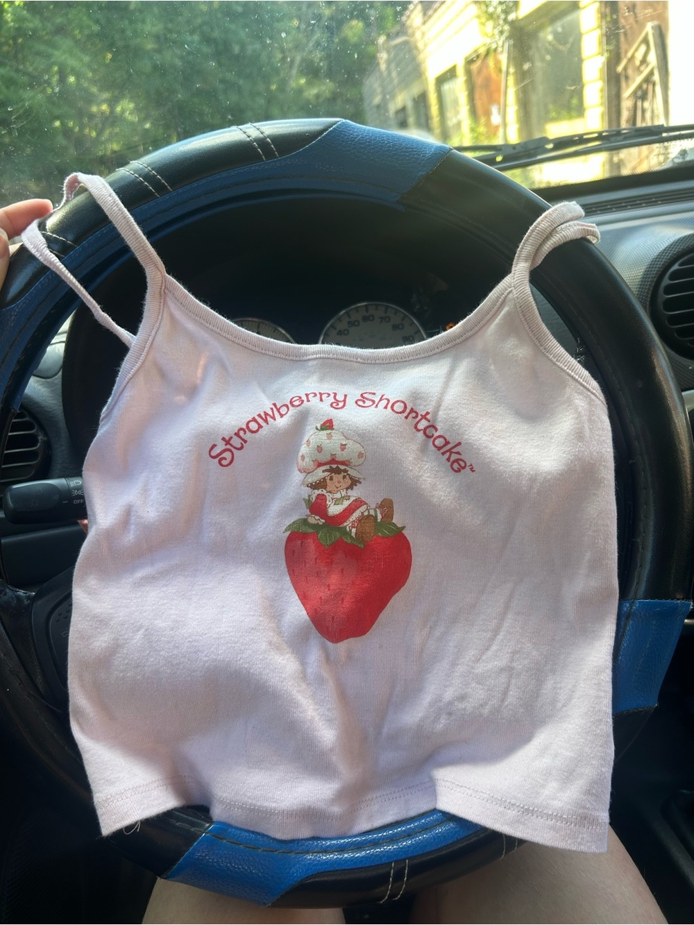 Strawberry Shortcake Pink Crop Tank Top with Graphic